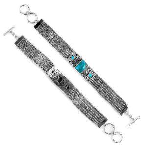 SB-1974-TQ Sterling Silver Bracelet With Turquoise Jewelry Bali Designs Inc 