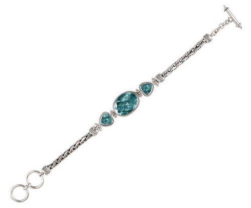 SB-2321-BT Sterling Silver Bracelet With Blue Topaz Q. Jewelry Bali Designs Inc 