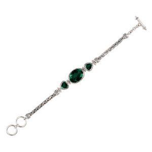 SB-2321-GQ Sterling Silver Bracelet With Green Quartz Jewelry Bali Designs Inc 