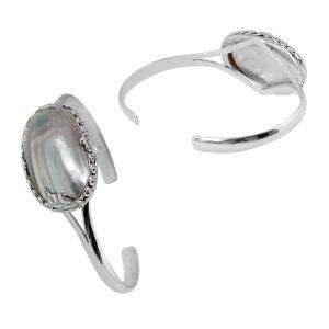 SB-8037-CKL Sterling Silver Cuff With Shell Jewelry Bali Designs Inc 