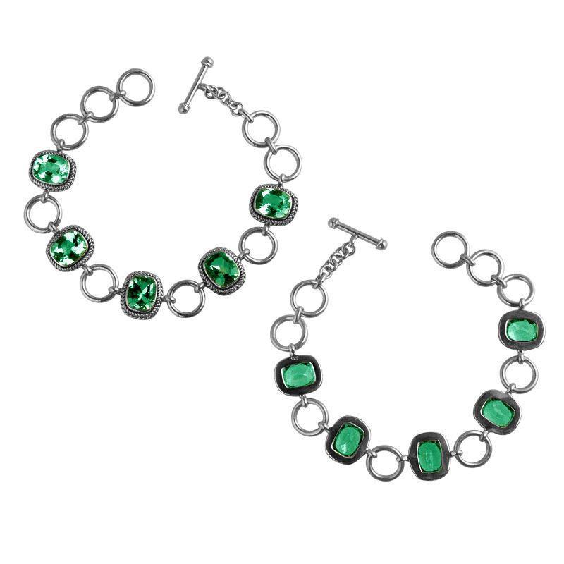 SB-8052-GQ Sterling Silver Bracelet With Green Quartz Jewelry Bali Designs Inc 