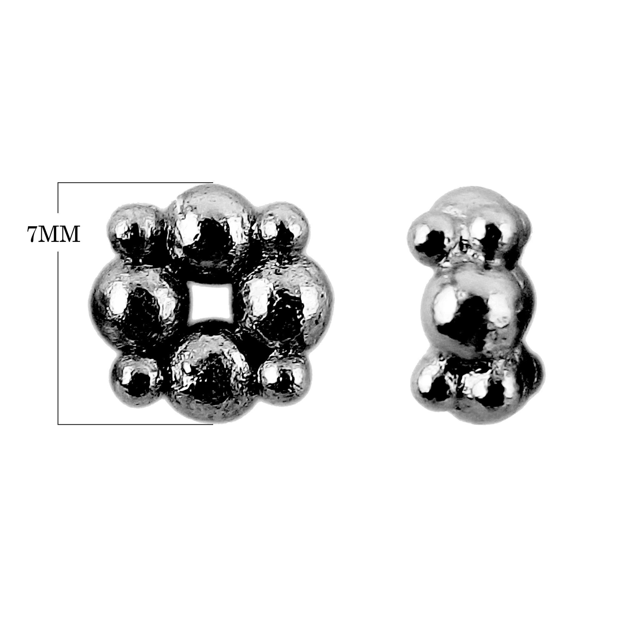 Black rhodium overlay floral cluster copper spacer bead handcrafted in India for wholesale jewelry making