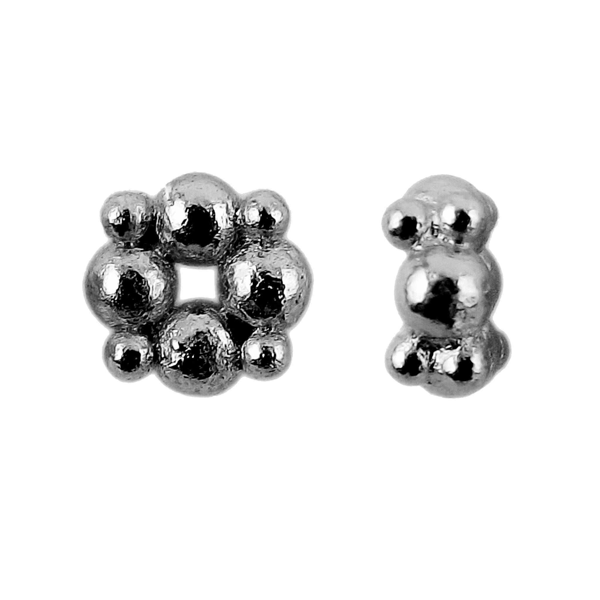 Black rhodium overlay floral cluster copper spacer bead handcrafted in India for wholesale jewelry making