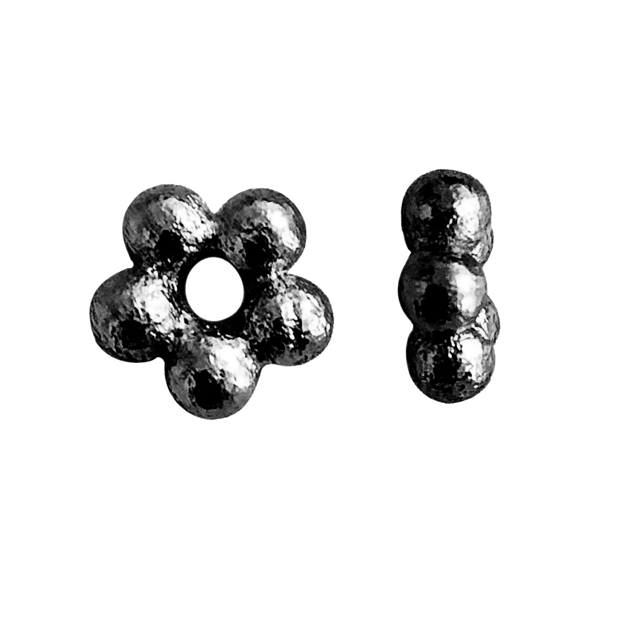 Black rhodium overlay beaded floral copper spacer bead handcrafted in India for wholesale jewelry making