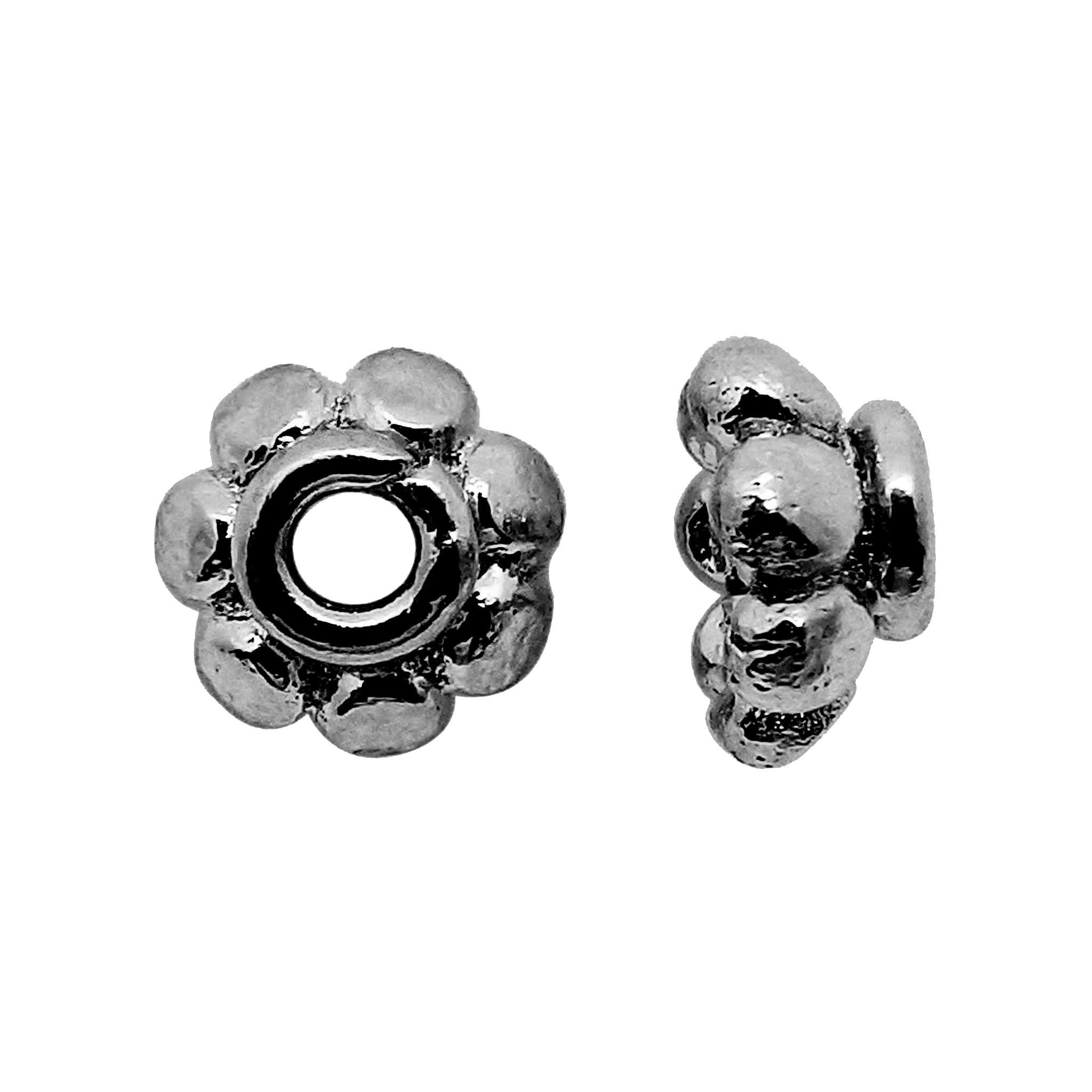 Black rhodium overlay petal floral copper spacer bead handcrafted in India for wholesale jewelry making