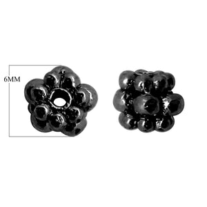 Black rhodium overlay beaded floral copper spacer bead handcrafted in India for wholesale jewelry making