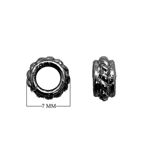 Black rhodium overlay ribbed floral copper spacer bead handcrafted in India for wholesale jewelry making