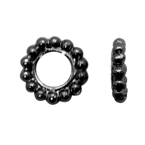 Black rhodium overlay rounded beaded copper spacer ring handcrafted in India for wholesale jewelry making