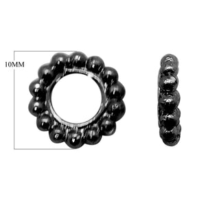 Black rhodium overlay rounded beaded copper spacer ring handcrafted in India for wholesale jewelry making