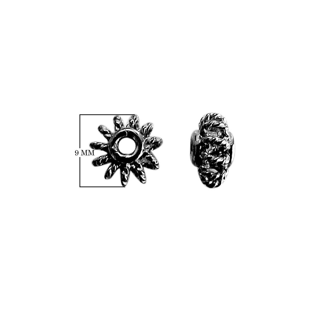 Black rhodium overlay twisted floral copper spacer bead handcrafted in India for wholesale jewelry making