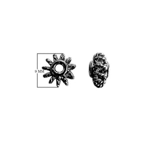 Black rhodium overlay twisted floral copper spacer bead handcrafted in India for wholesale jewelry making