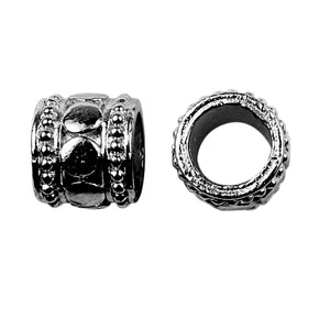 Black rhodium overlay textured floral copper spacer bead handcrafted in India for wholesale jewelry making