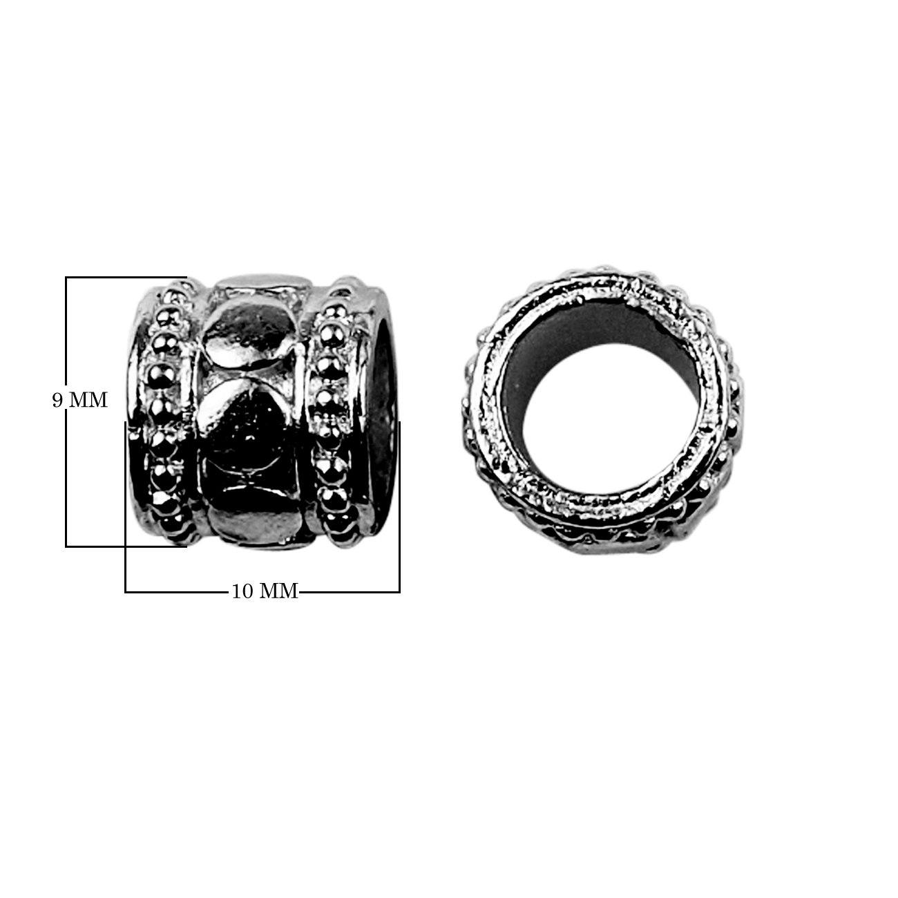 Black rhodium overlay textured floral copper spacer bead handcrafted in India for wholesale jewelry making