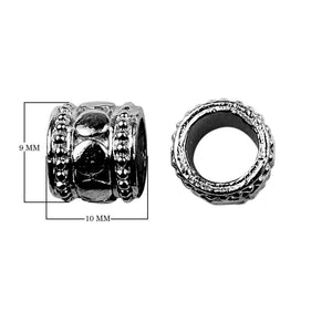 Black rhodium overlay textured floral copper spacer bead handcrafted in India for wholesale jewelry making