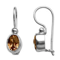 Sterling Silver Oval Drop Earrings with Citrine Quartz handcrafted Bali design