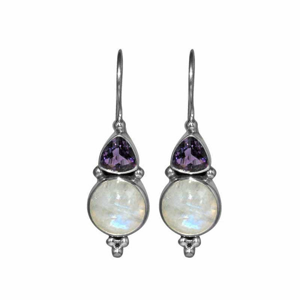 SE-1193-CO2 Sterling Silver Earring With Amethyst, Rainbow Moonstone Jewelry Bali Designs Inc 