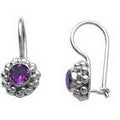 Sterling silver earring with Amethyst Quartz and kidney wire, handcrafted wholesale jewelry from Bali