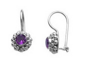 Sterling silver earring with Amethyst Quartz and kidney wire, handcrafted wholesale jewelry from Bali