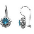 Sterling silver earring with Blue Topaz Quartz and kidney wire, handcrafted wholesale jewelry from Bali