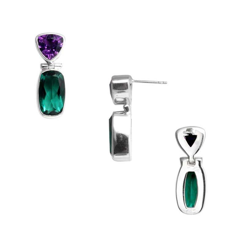 SE-1756-CO1 Sterling Silver Earring With Green Quartz, Amethyst Q. Jewelry Bali Designs Inc 