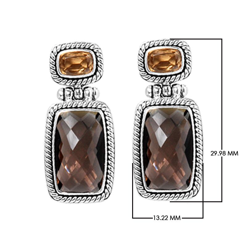 SE-1773-CO1 Sterling Silver Earring With Smokey Quartz, Citrine Q. Jewelry Bali Designs Inc 