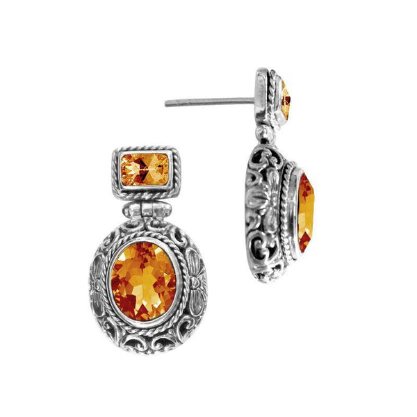 SE-1979-CT Sterling Silver Earring With Citrine Q. Jewelry Bali Designs Inc 