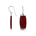 Sterling silver earring with Red Coral long curved drop design, handcrafted wholesale jewelry from Bali