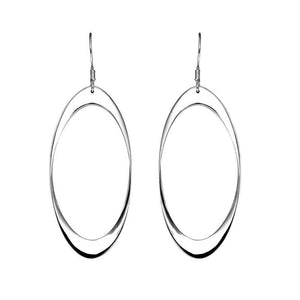 Sterling silver plain oval hoop earring with minimalist design, handcrafted wholesale jewelry from Bali