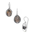 Sterling Silver pear-cut Smoky Quartz hook earrings handcrafted in Bali with polished bezel frame and elegant finish.