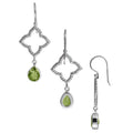 Sterling Silver Peridot Quartz teardrop earrings with rope diamond frame handcrafted in Bali with polished finish.