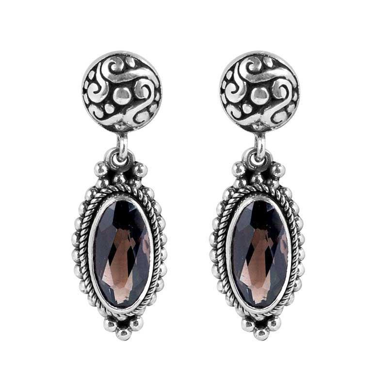 Sterling Silver Smoky Quartz Oval Drop Earrings For Wholesale Collection
