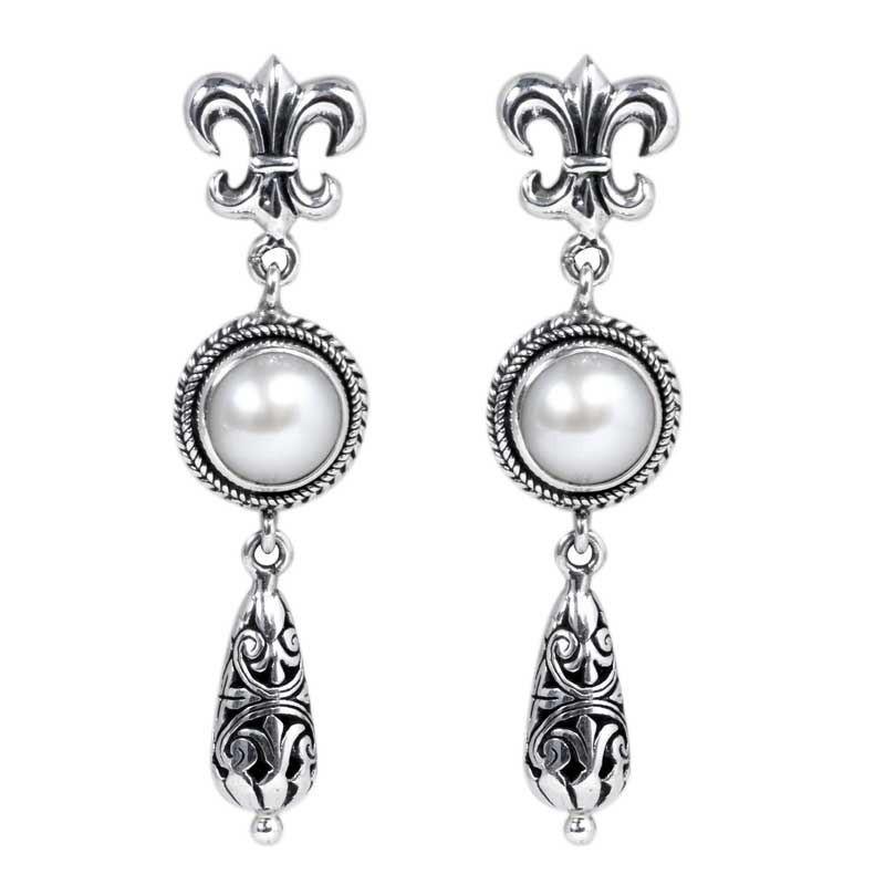 SE-2299-PEW Sterling Silver Earring With Fresh Water Pearl Jewelry Bali Designs Inc 
