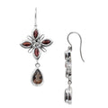 Sterling Silver Garnet And Smoky Quartz Floral Drop Earrings For Wholesale Collection