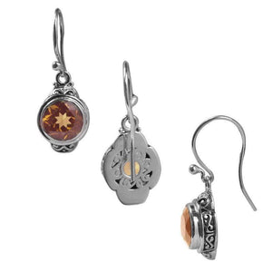 Sterling Silver Citrine Quartz Round Hook Earrings For Wholesale Collection