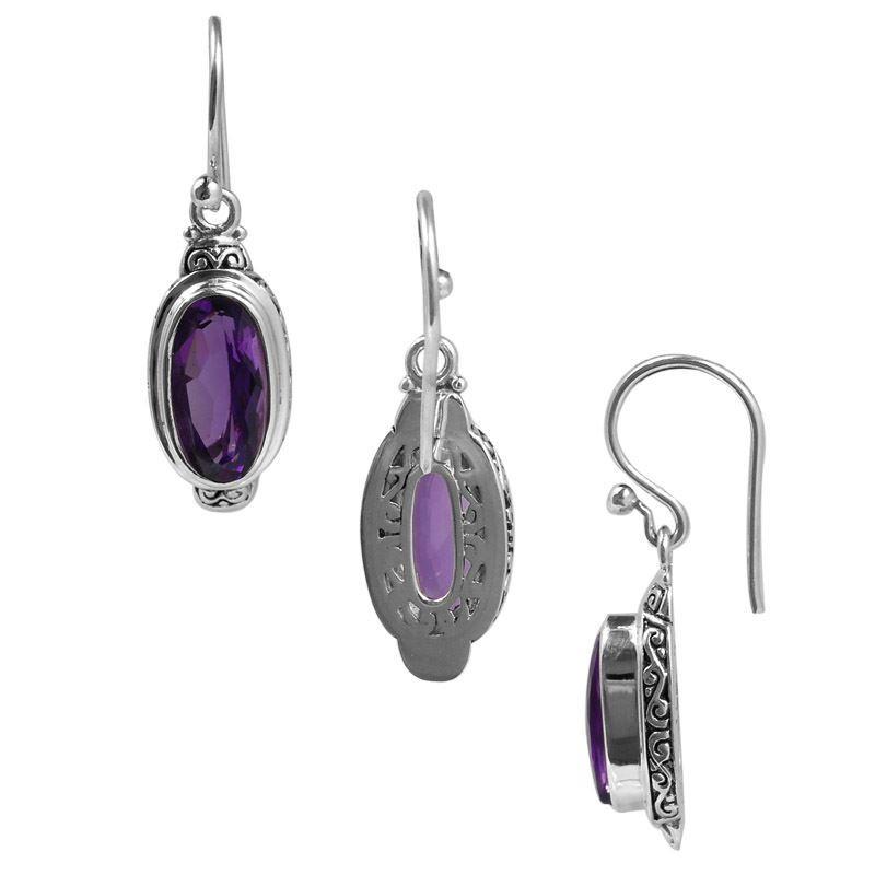 Sterling Silver Amethyst Quartz Oval Elegance Earrings For Wholesale Collection