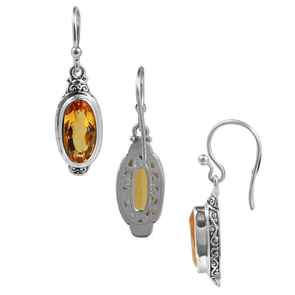 SE-2316-CT Sterling Silver Earring With Citrine Q. Jewelry Bali Designs Inc 