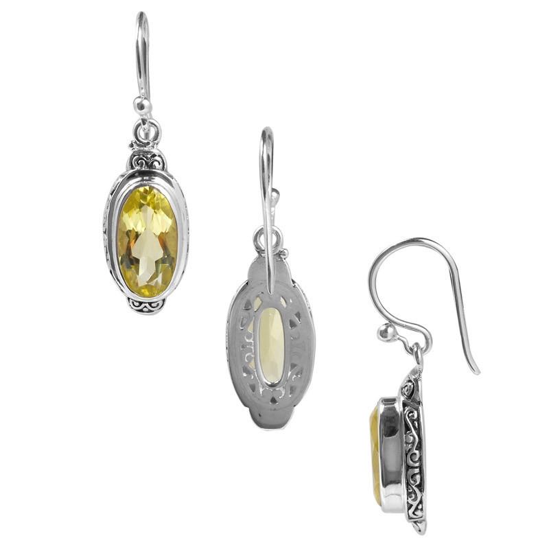 Sterling Silver Lemon Quartz Oval Radiant Earrings For Wholesale Collection