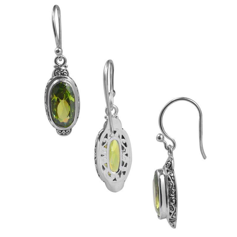 Sterling Silver Peridot Quartz Oval Shine Earrings For Wholesale Collection