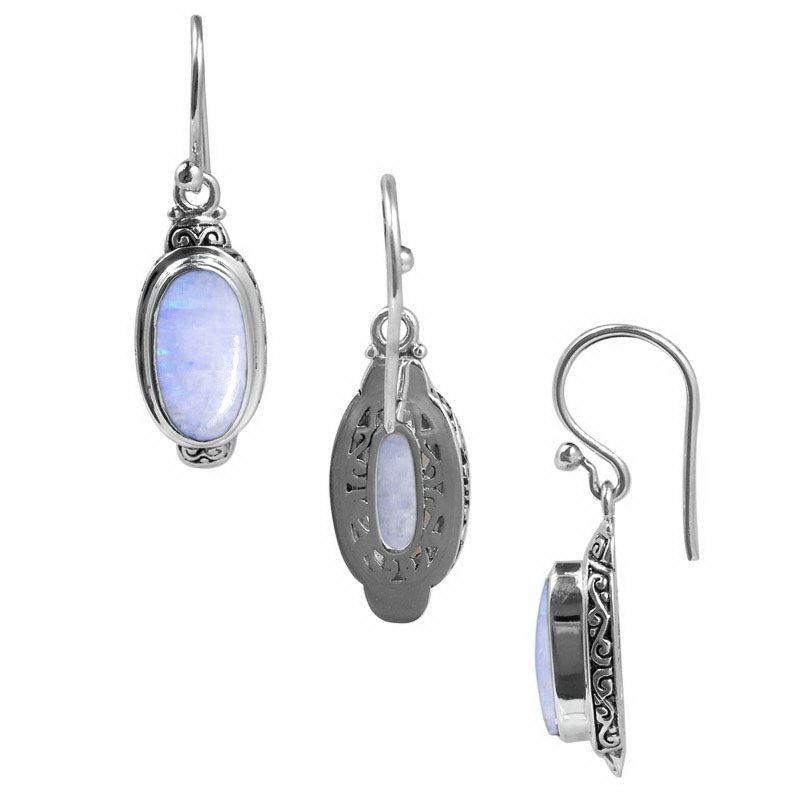 SE-2316-RM Sterling Silver Earring With Rainbow Moonstone Jewelry Bali Designs Inc 