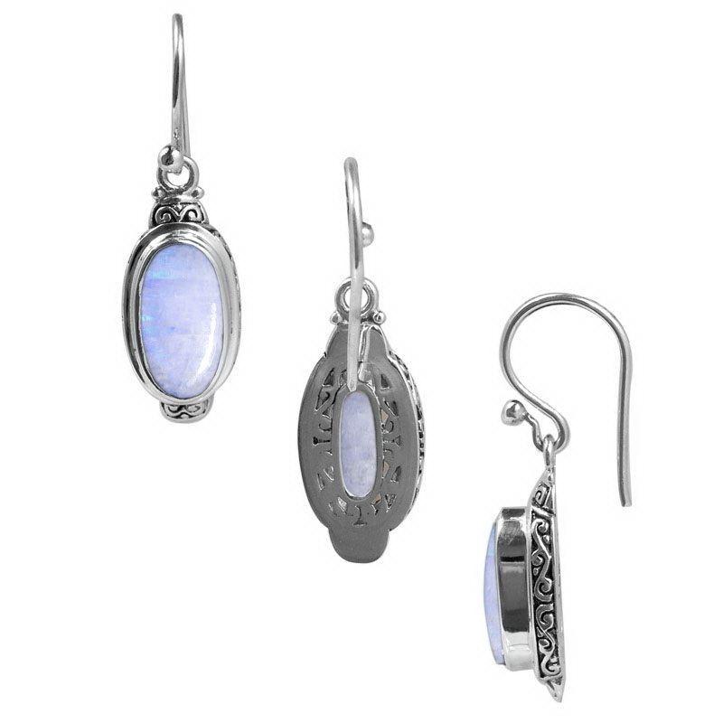 Sterling Silver Rainbow Moonstone Oval Glow Earrings For Wholesale Collection