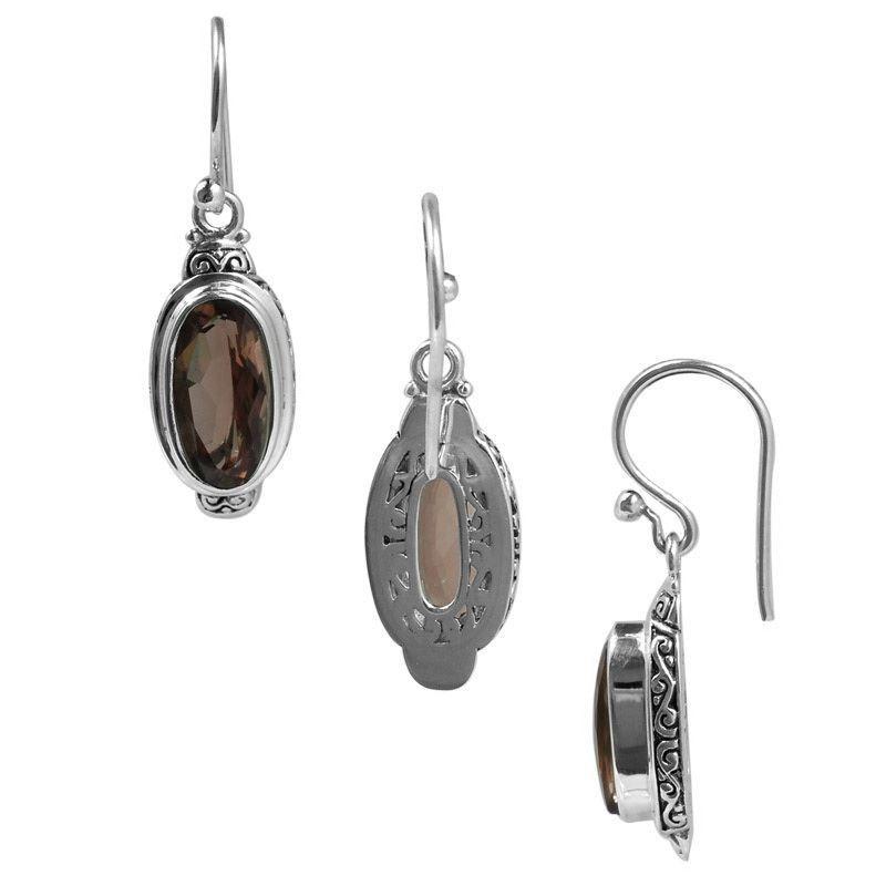 SE-2316-ST Sterling Silver Earring With Smokey Quartz Jewelry Bali Designs Inc 
