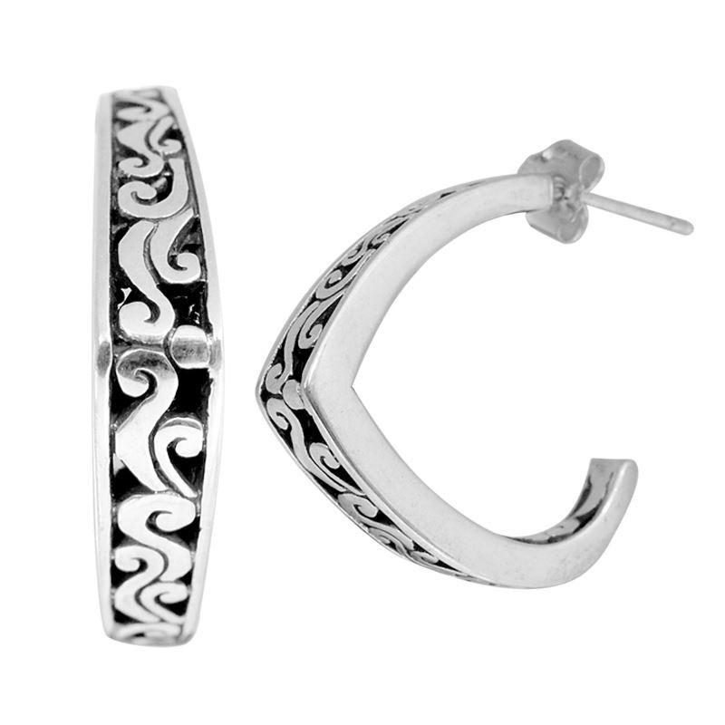 SE-2322-S Sterling Silver Earring With Plain Silver Jewelry Bali Designs Inc 