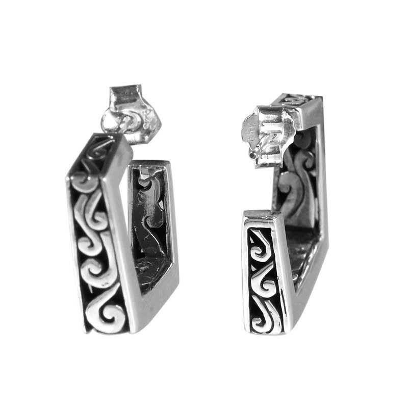SE-2380-S Sterling Silver Earring With Plain Silver Jewelry Bali Designs Inc 