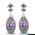 Sterling Silver Earring With Amethyst Quartz For Wholesale Collection