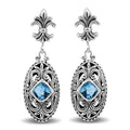 Sterling Silver Blue Topaz Quartz Scroll Earrings For Wholesale Collection