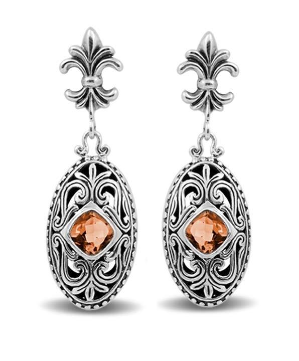 SE-2389-CT Sterling Silver Earring With Citrine Q. Jewelry Bali Designs Inc 