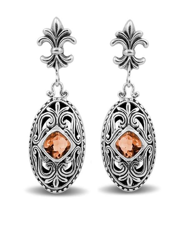 Sterling Silver Majestic Citrine Quartz Scroll Earrings For Wholesale Collection
