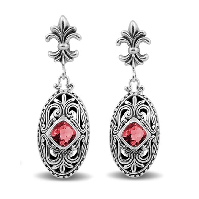 Sterling Silver Garnet Quartz Scroll Earrings For Wholesale Collection