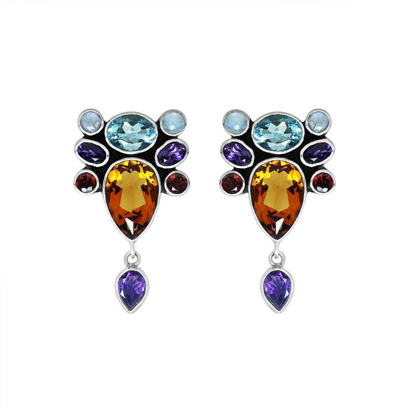 SE-2732-CO2 Sterling Silver Earring With Multi Stones Jewelry Bali Designs Inc 