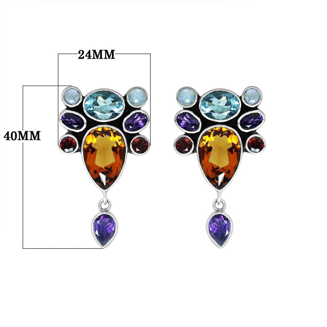 SE-2732-CO2 Sterling Silver Earring With Multi Stones Jewelry Bali Designs Inc 